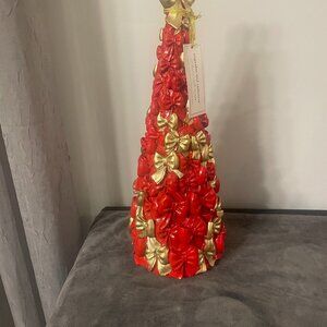 Cupcakes and Cashmere  Red and Gold Bow Christmas Tree - Rare Tik Tok Viral